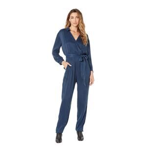 Bella Dahl Wrap Front Jumpsuit Navy Blue Size Large